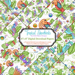 Tropical Showbird Main Designs Papeles de álbum de mini álbumes de recortes descargables digitales