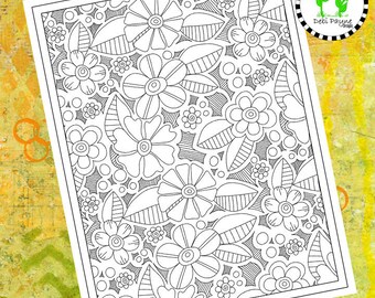 Diseño abstracto de Doodle 06 Página para colorear de descarga instantánea