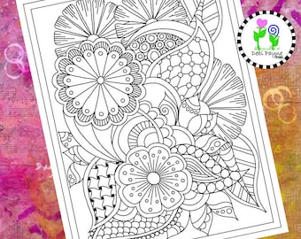 Diseño abstracto de Doodle 18 Página para colorear de descarga instantánea