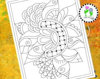 Diseño abstracto de Doodle 14 Página para colorear de descarga instantánea