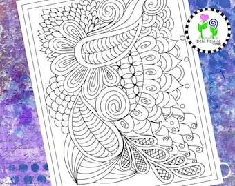 Abstract Doodle Design 03 Instant Download Coloring Page