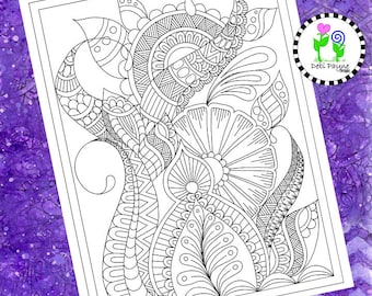 Diseño abstracto de Doodle 27 Página para colorear de descarga instantánea