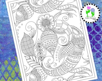 Diseño abstracto de Doodle 13 Página para colorear de descarga instantánea