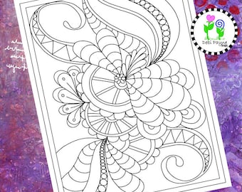 Diseño abstracto de Doodle 16 Página para colorear de descarga instantánea