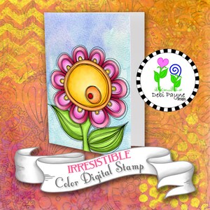 Irresistible Doodle Flower Instant Downloadable Printable Full Color Digital Stamp