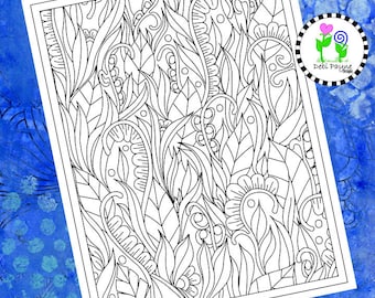 Diseño abstracto de Doodle 25 Página para colorear de descarga instantánea