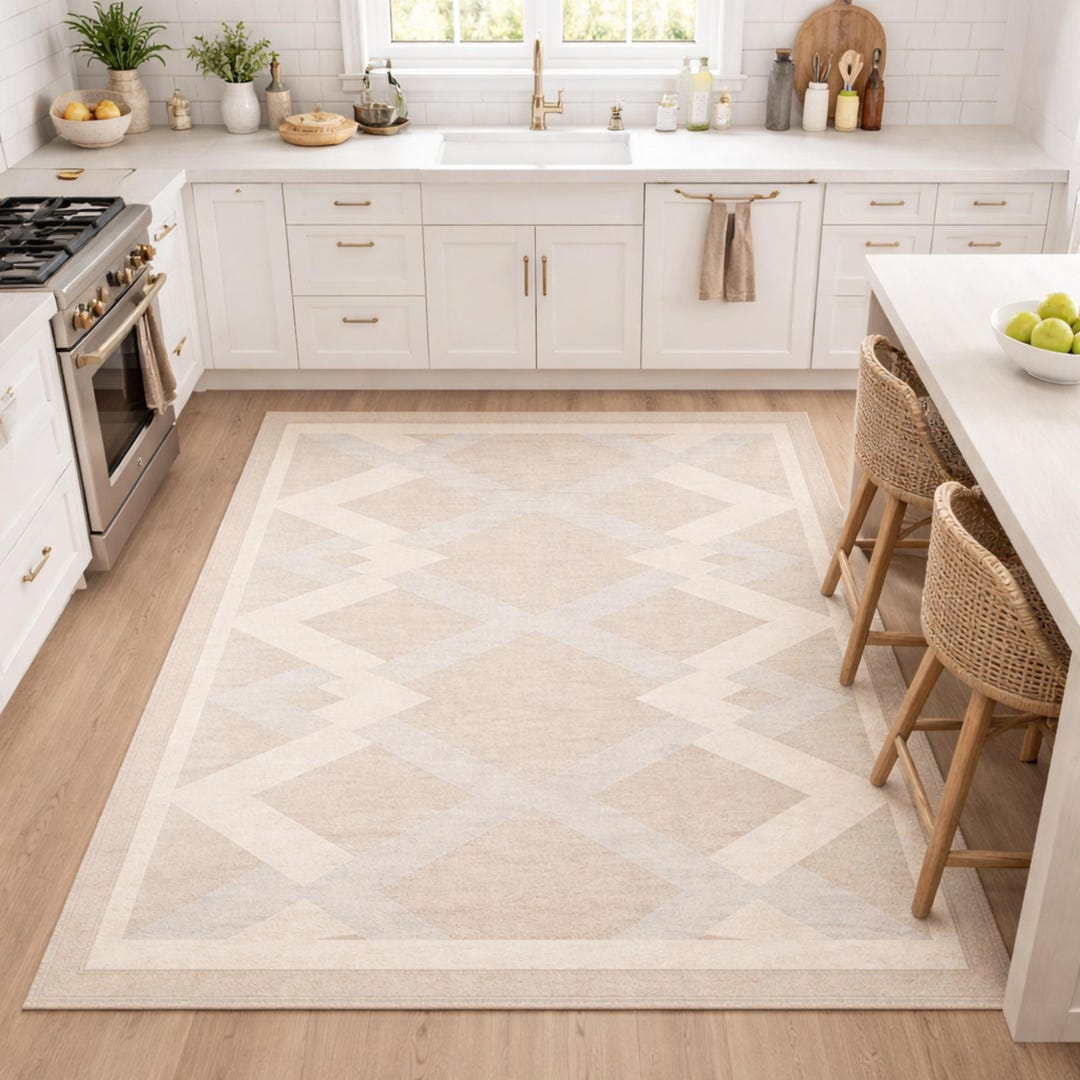 Simple Design Area Rugs Modern Neutral Geometric Area Rug, Scandinavian Minimal Design ...
