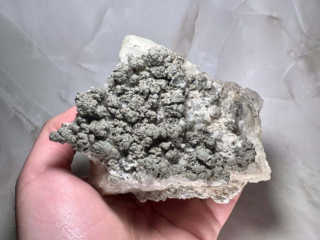 Botryoidal Radial Quartz Beautiful Botryoidal Pyrite on Quartz Cluster - Unique Natural Crystal ...