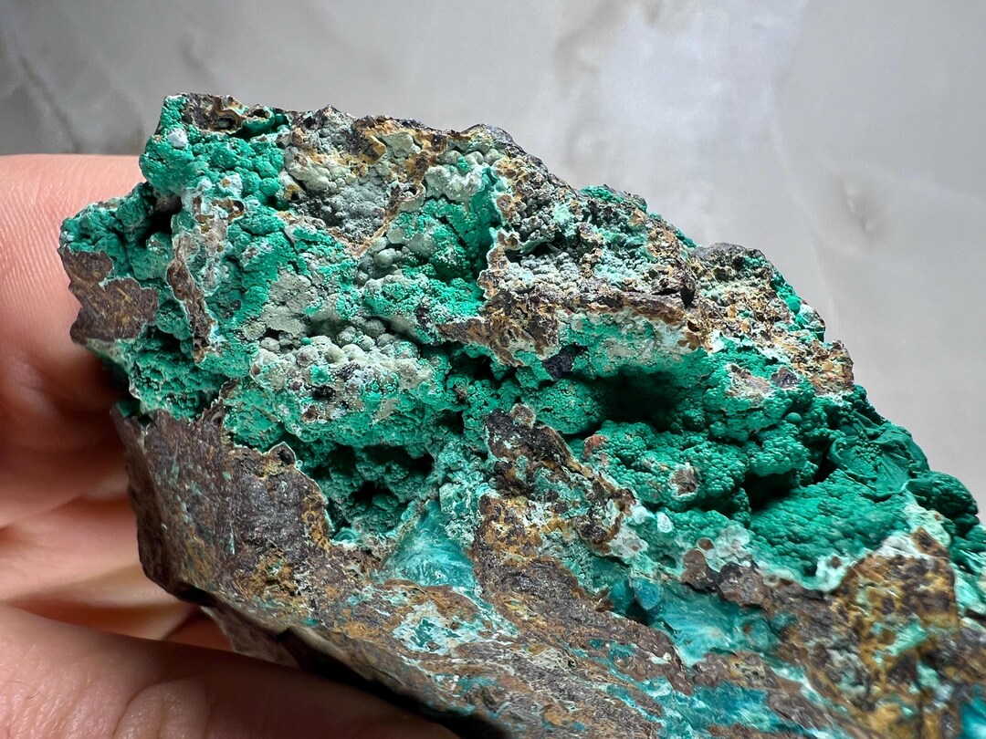 Rough Malachite Specimen on Matrix With Metallic Luster - Natural Green ...