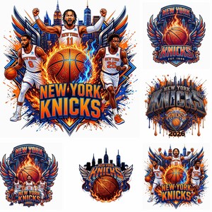 New York Knicks PNG Bundle, Basketball Fan Shirt Designs, Knicks Inspired Sublimation Pack, Sports Graphic PNG Collection