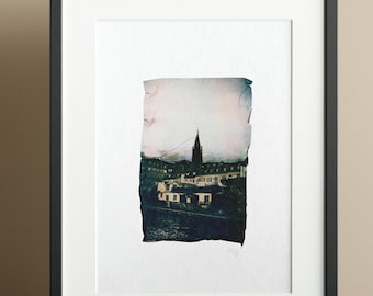 Polaroid Emulsion Lift on A5 (14.8 x 21 cm) watercolor paper "Boatmen"