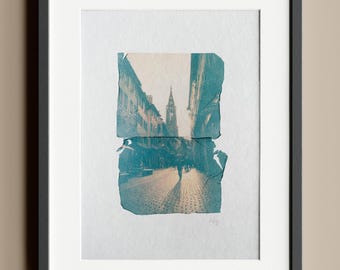 Polaroid Emulsion Lift on A5 (14.8 x 21 cm) watercolor paper "Street Pastel"