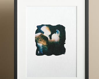 Polaroid Emulsion Lift on A5 (14.8 x 21 cm) watercolor paper "Jellyfish"