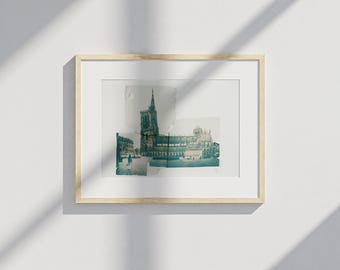 Polaroid Emulsion Lift on coarse grain watercolor paper (23 x 16 cm) "Cathedral 3"