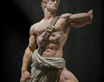 Handgeschilderd Apollo-beeld | 14K hars, verzamelobject Griekse god