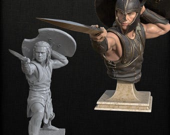 Achilles Statue / Bust | Legendary Greek Warrior | 14K High-Resolution Resin 3D Print | Hand-Painted Mythology Collectible