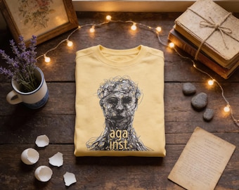 "Scribble-Porträt mit ""Gegen"" Text Sweatshirt | abstraktes menschliches Gesicht, monochrome Kunst