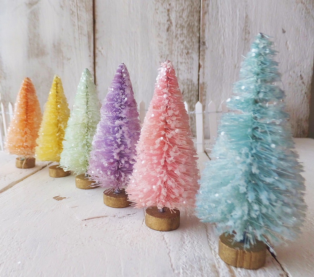 6 Pretty Pastel Bottle Brush Trees 3 Inches Tall candy Land Etsy