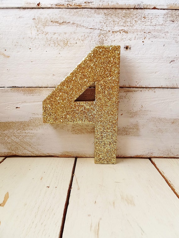 Gold Glitter Number 4 Photo Prop Birthday Party Decoration - Etsy