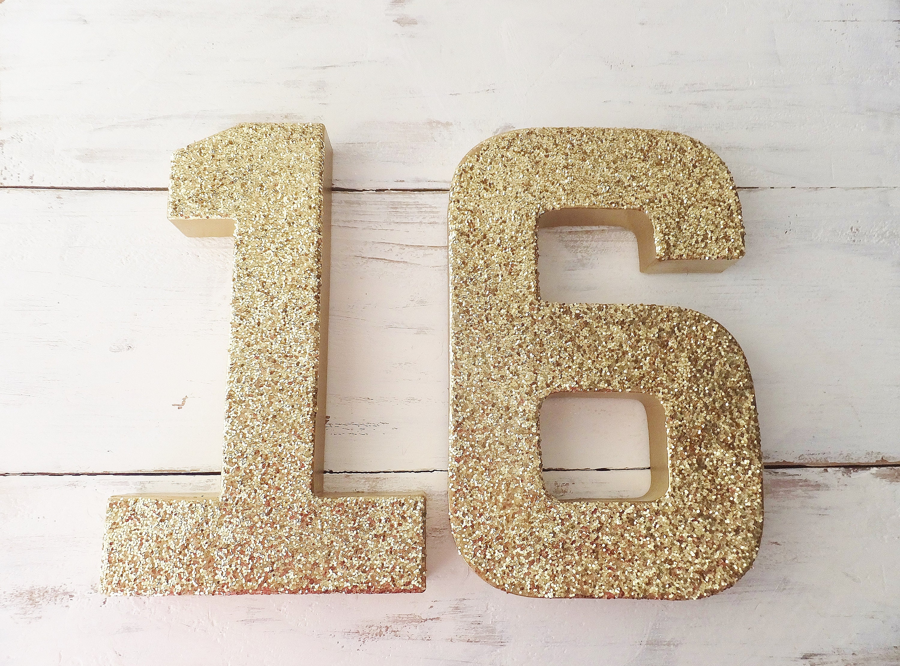 SWEET 16 Birthday Gold Glitter Stand Up Numbers 8 Tall Etsy