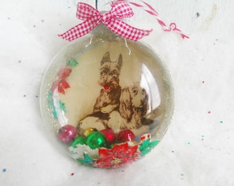 Snow Globe Scottie Dog Ornament: Handcrafted Glass, Gift, Christmas Decoration, 3 inches