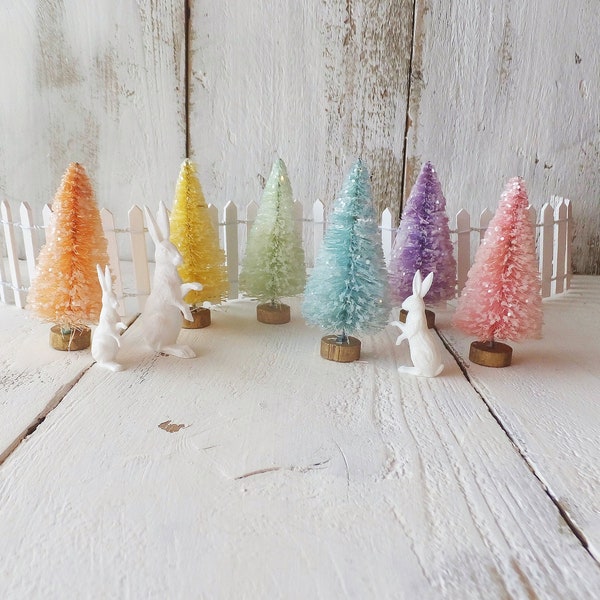 3 inch Pretty Little Pastel Bottle Brush Trees: Easter / Spring ~ Hand Dyed & Glittered ~ Tier Tray /Home Decor ~Crafts ~  Gift