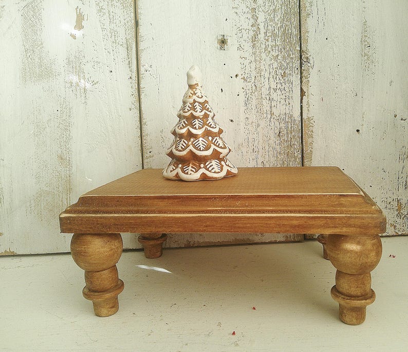 Round Christmas Tree Riser Handcrafted Rustic Stained Wood Riser: Farmhouse Holiday Display 9.5