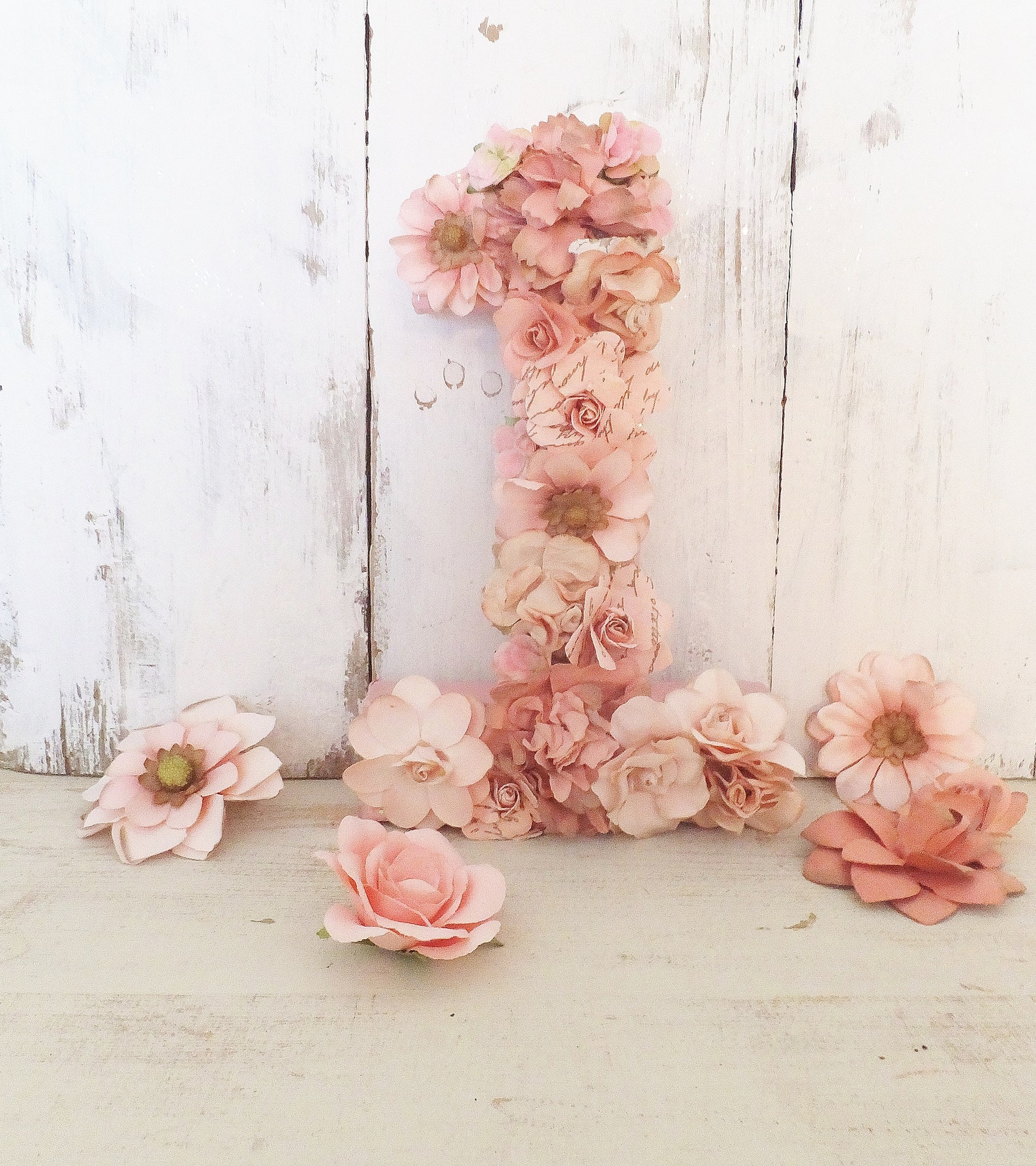 Floral NUMBER 1 Pink & White Flowers Stands on it's Etsy