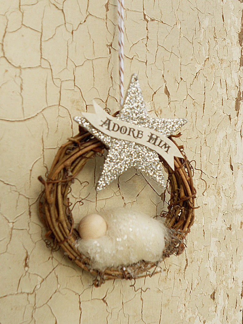 Baby Jesus Ornament Adore Him Banner Needle Etsy