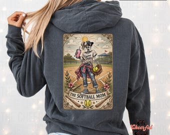 Retro Softball Mom PNG | Skeleton Tarot Card Design | Softball Mom PNG for Gameday Shirt & Travel Tournament Graphictee