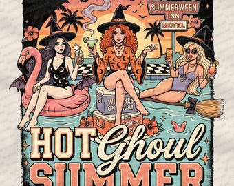 Hot Ghoul Summer PNG SVG Bundle | Summerween Gifts | Spooky Girls PNG | Hello Summer png | Aesthetic Spooky Cut File
