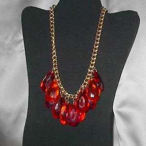 Luscious Rose Pink and Orange 1980s Necklace