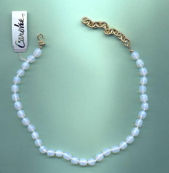 Milky Luminescent Glass Bead Necklace - By Carolee