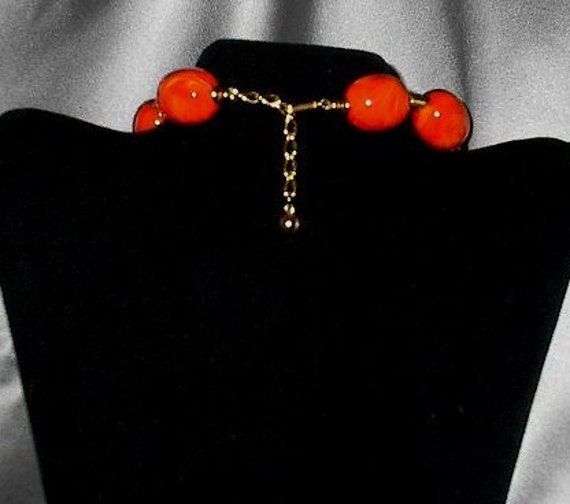 Lucite orange bead necklace. Circa 1970s. - image 3