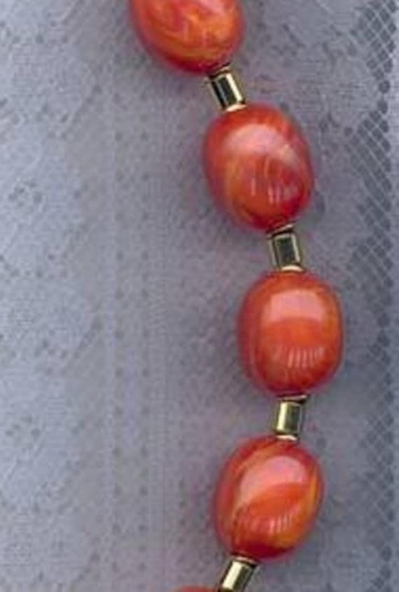 Lucite orange bead necklace. Circa 1970s. - image 2
