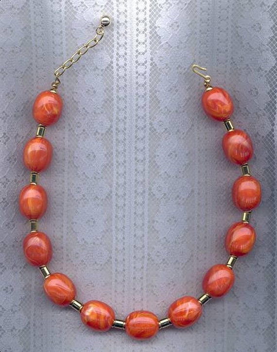 Lucite orange bead necklace. Circa 1970s. - image 1