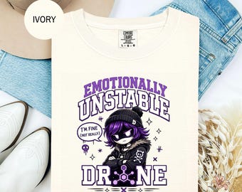 Emotionally Unstable Drone Shirt, Murder Drones Uzi Tee, Indie Animation Gothic Robot Graphic Sweatshirt