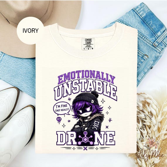 Emotionally Unstable Drone Shirt, Murder Drones Uzi Tee, Indie Animation Gothic Robot Graphic Sweatshirt