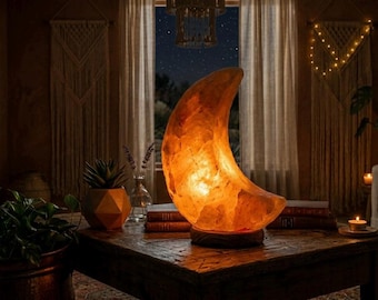 Himalaya Hand geschnitzte rosa Salz Lampe, natürliche Crystal Rock, Holzsockel, Home Decor