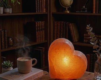 Himalayan Salt Lamp, Heart Shape, Natural Pink Crystal Light, Romantic Home Decor