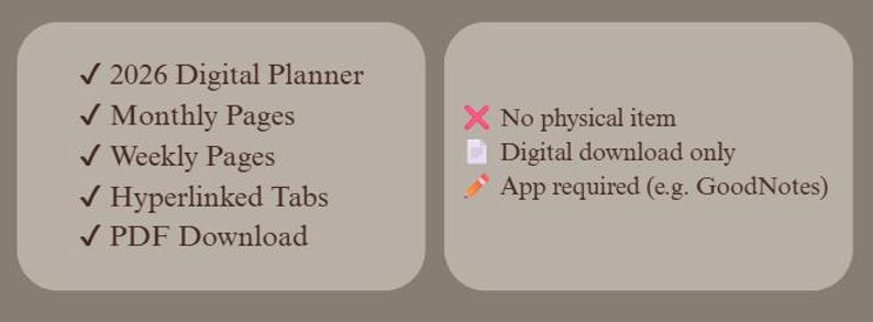 2026 Digital Planner for iPad | Hyperlinked Goodnotes Planner | Weekly ...