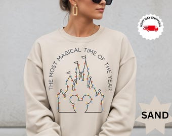 It’s The Most Magical Time Of The Year Disney Christmas Light Sweatshirt,Disney Castle Sweater, Mickey Christmas Sweatshirt, Xmas Gift shirt