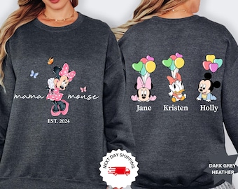 Custom Mama Mouse Sweatshirt, Disney Mama Est 2024 Sweater with Kids Names, Personalized New Mom Hoodie, Mothers Day Gift, Minnie Mama Shirt