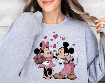 Disney Mickey Minnie Love Valentine Sweatshirt, Mickey And Minnie Valentines Shirt, Kiss Love Valentine Shirt, Valentine Matching Sweater