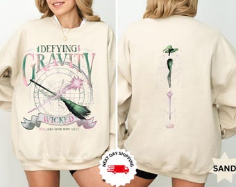 Wicked Defying Gravity Sweatshirt, Wicked the Musical, Pink Goes Good With Green Sweatshirt, Broomstick Magic Wand, Movie Fan Hoodie
