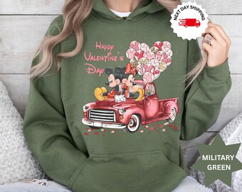 Minnie and Mickey Happy Valentines Day Sweatshirt, Minnie Couple Shirt, Mickey Valentines Shirt, Valentines Day Sweater, Gift for Her