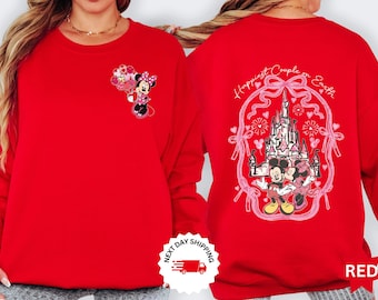 Happiest Couple On Earth Disney Valentines Sweatshirt, Mickey and Minnie Valentines Sweater, Couples Matching Disney Hoodie,Sweethearts Nite