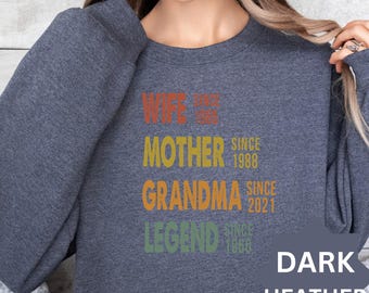 Personalized Mom Grandma Shirt, Mother's Day Shirt, Wife Mother Grandma Legend, Grandmother Custom Dates, Funny Mom Birthday Gift for women