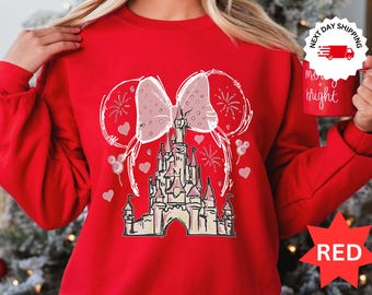 Disney Pink Castle, Comfort Colors Shirt, Disney Watercolor Castle, Magic Kingdom Shirt , Minnie Ears Sweatshirt