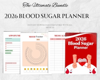 2026 Blood Sugar Planner, Diabetes Log, Glucose Tracker (Printable PDF)